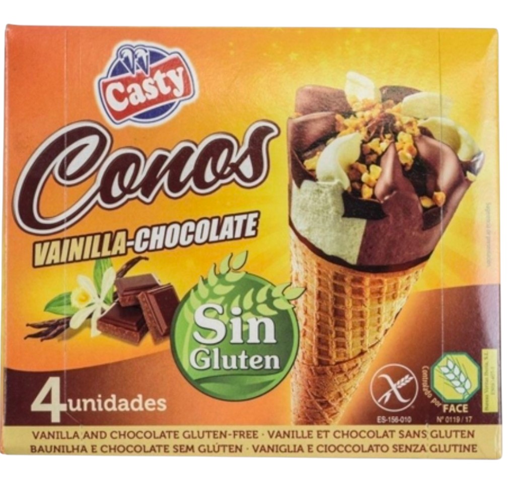 CONO VAINILLA/CHOCO SIN GLUTEN CASTY 6X4