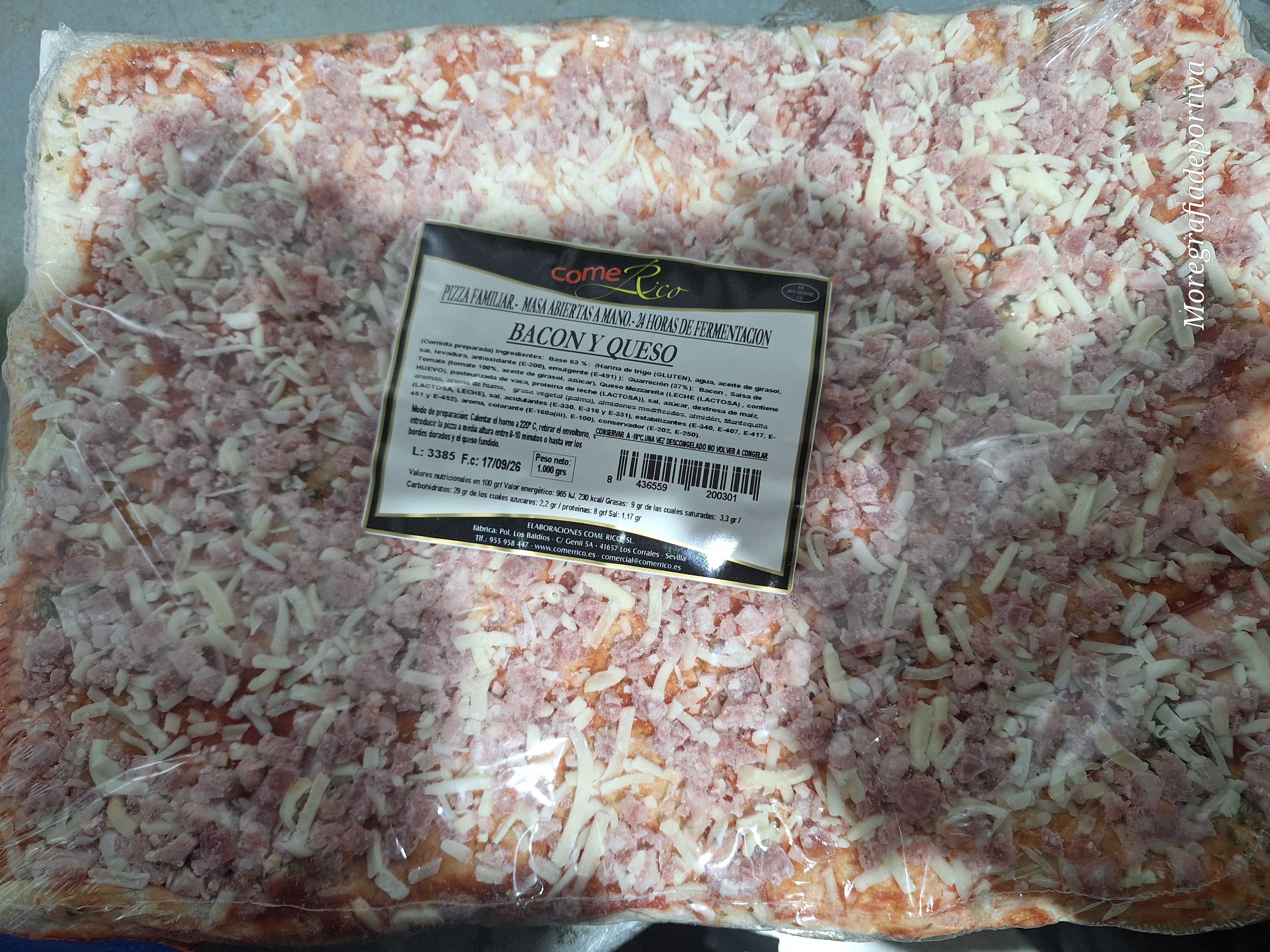 PIZZA FAMILIAR 30X40 BACON  CR 7X1KG